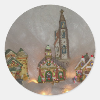 Christmas Houses Classic Round Sticker