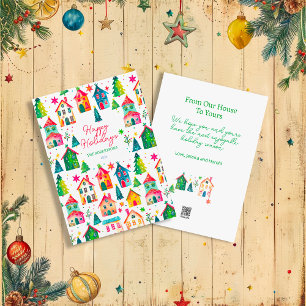 Christmas Houses Happy Holidays Holiday Card