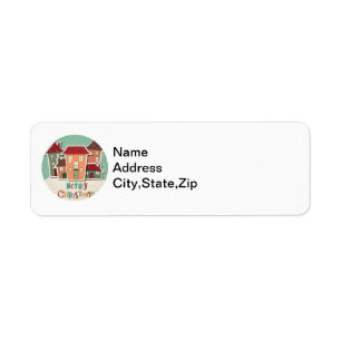 Christmas Houses, Holiday Greetings Address Labels
