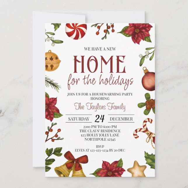 Christmas Housewarming, New Home Invitation (Front)
