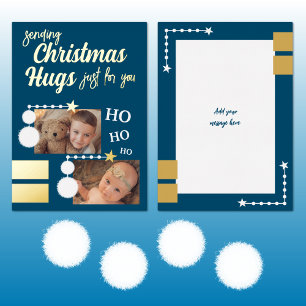 Christmas hugs add photos blue and white
