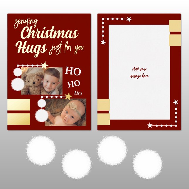Christmas hugs add photos burgundy and white (Creator Uploaded)