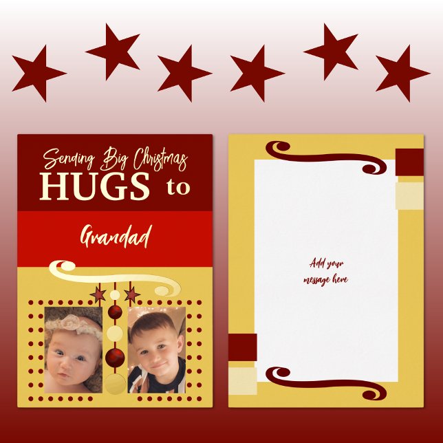Christmas hugs grandad add photos gold burgundy (Creator Uploaded)