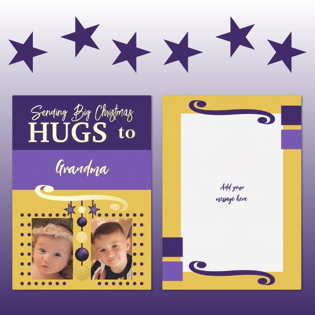 Christmas hugs grandma add photos gold purple (Creator Uploaded)