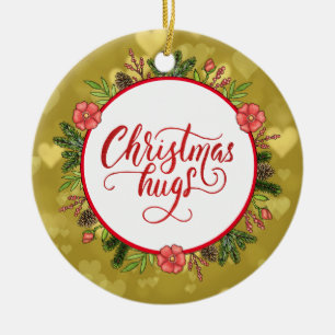 Christmas Hugs Personalised To From Year Ceramic Tree Decoration