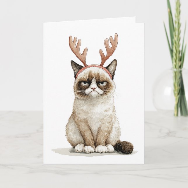 Christmas Humbug Cat Holiday Card (Front)
