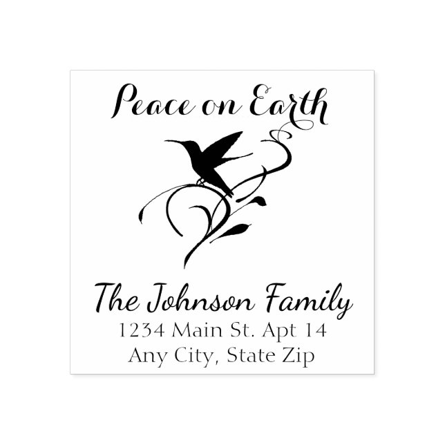 Christmas Hummingbird Peace Custom Return Address Rubber Stamp (Imprint)