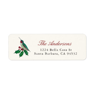 Christmas Hummingbird Return Address Label