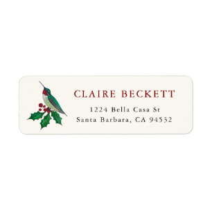 Christmas Hummingbird Return Address Label