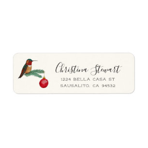 Christmas Hummingbird Return Address Label