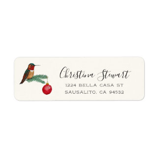 Christmas Hummingbird Return Address Label