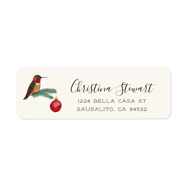 Christmas Hummingbird Return Address Label (Front)