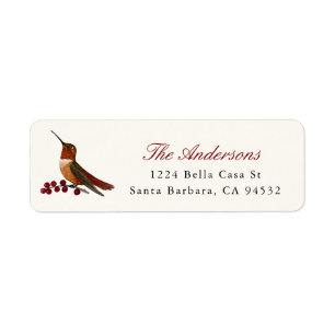 Christmas Hummingbird Return Address Label