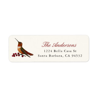 Christmas Hummingbird Return Address Label