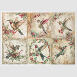 Christmas Hummingbird Squares Tissue Paper