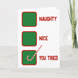 Christmas Humor Naughty Or Nice Check Boxes  Card