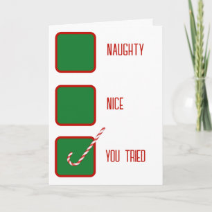Christmas Humor Naughty Or Nice Check Boxes  Card