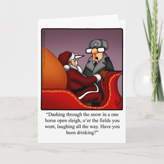 Christmas Humour "Dashing Sleigh" Greeting Card (Front)
