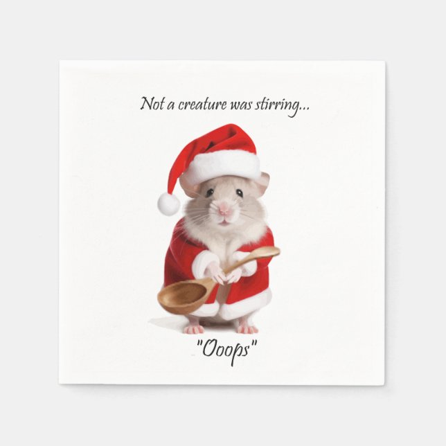 Christmas Humour Not a Creature was stirring Mouse Napkin (Front)