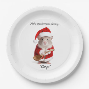 Christmas Humour Not a Creature was stirring Mouse Paper Plate