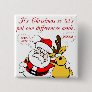 Christmas Humour: Stop Fighting & Reconcile Funny 15 Cm Square Badge