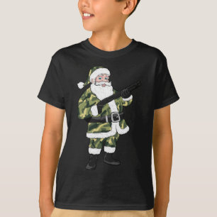 Christmas Hunting Santa Camo Military  T-Shirt