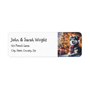 Christmas Husky Dog Address Label