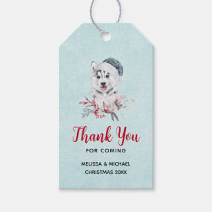 Christmas Husky Dog in a Santa Hat Gift Tags