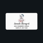 Christmas Husky Dog in a Santa Hat Label<br><div class="desc">Address labels with a whimsical and cute watercolor painting of a husky dog wearing a blue Santa hat.</div>