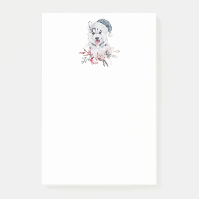 Christmas Husky Dog in a Santa Hat Post-it Notes (Front)