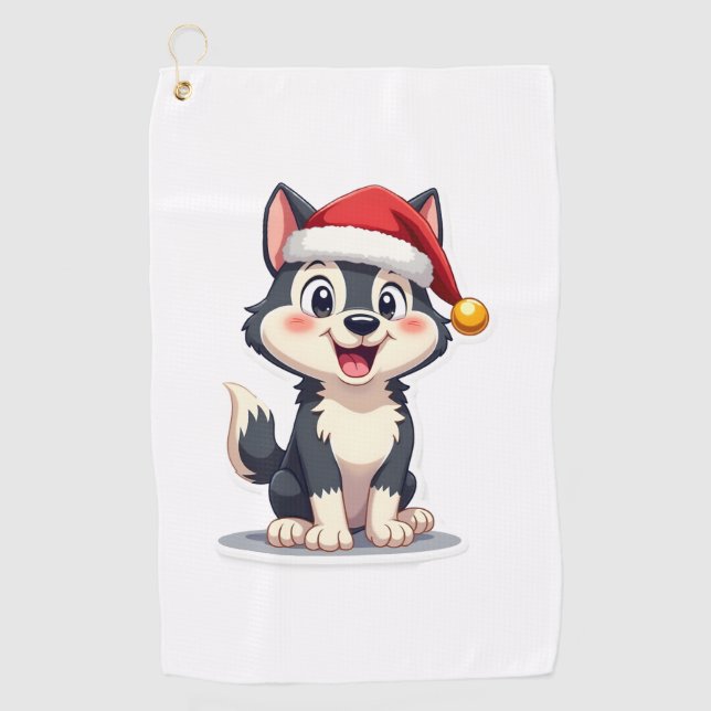 Christmas Husky Dog Lover Malamute (2) Golf Towel (Front)