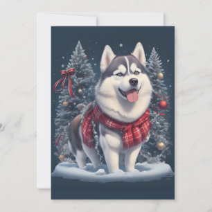 Christmas Husky Dog Magic Xmas Holiday Spirit Card
