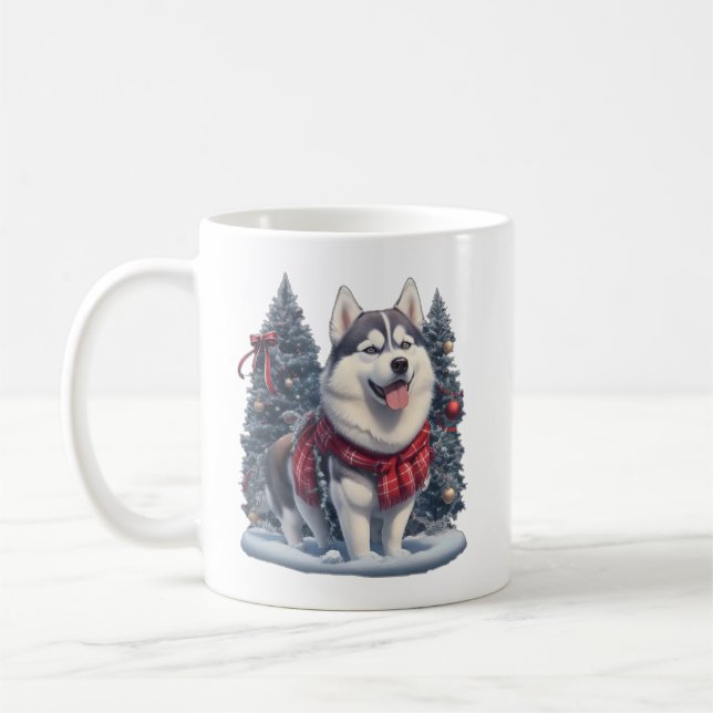 Christmas Husky Dog Magic Xmas Holiday Spirit Coffee Mug (Left)