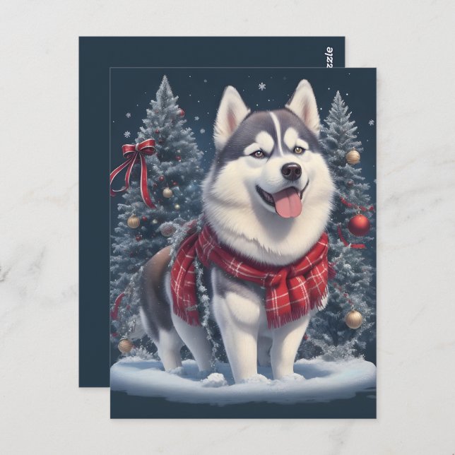 Christmas Husky Dog Magic Xmas Holiday Spirit Postcard (Front/Back)