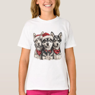 Christmas Husky Dogs T-Shirt