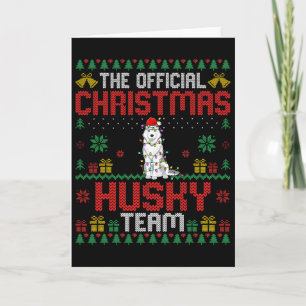 Christmas Husky Team - Husky Wearing Santa Hat Xma Card