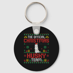 Christmas Husky Team - Husky Wearing Santa Hat Xma Key Ring