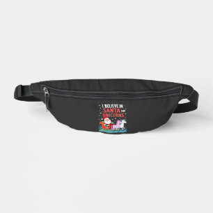 Christmas I Believe In Santa And Unicorns Funny Xm Bum Bags