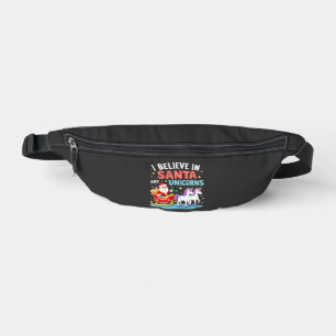 Christmas I Believe In Santa And Unicorns Funny Xm Bum Bags