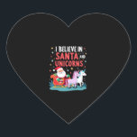 Christmas I Believe In Santa And Unicorns Funny Xm Heart Sticker<br><div class="desc">Christmas I Believe In Santa And Unicorns Funny Xmas (2)</div>