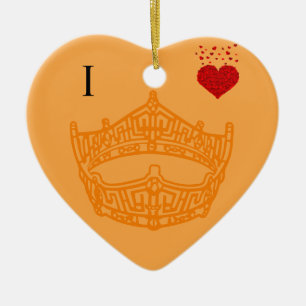Christmas I heart Pageant Crown Ceramic Tree Decoration