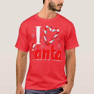 Christmas I Love Santa Candy Cane HeartMen Women 1 T-Shirt
