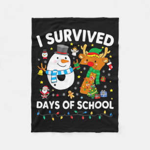 Christmas I Survived 67 Days Of School Funny Meme  Fleece Blanket