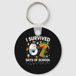 Christmas I Survived 67 Days Of School Funny Meme Key Ring