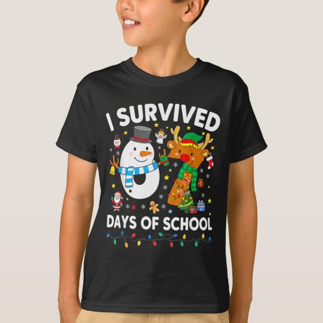 Christmas I Survived 67 Days Of School Funny Meme  T-Shirt (Front)