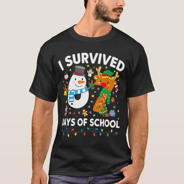 Christmas I Survived 67 Days Of School Funny Meme  T-Shirt (Front)
