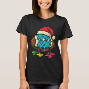 Christmas Ice Cream Drip Boys Football Player Amer T-Shirt