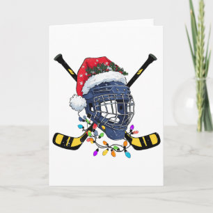Christmas Ice Hockey Helmet Santa Xmas Card