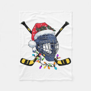 Christmas Ice Hockey Helmet Santa Xmas  Fleece Blanket