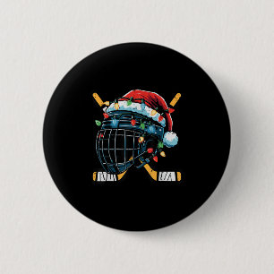 Christmas Ice Hockey Helmet Santa Xmas Men Boys Ki 6 Cm Round Badge